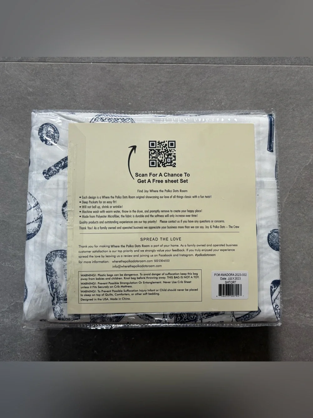 White and Navy Sports Print Sheet Set